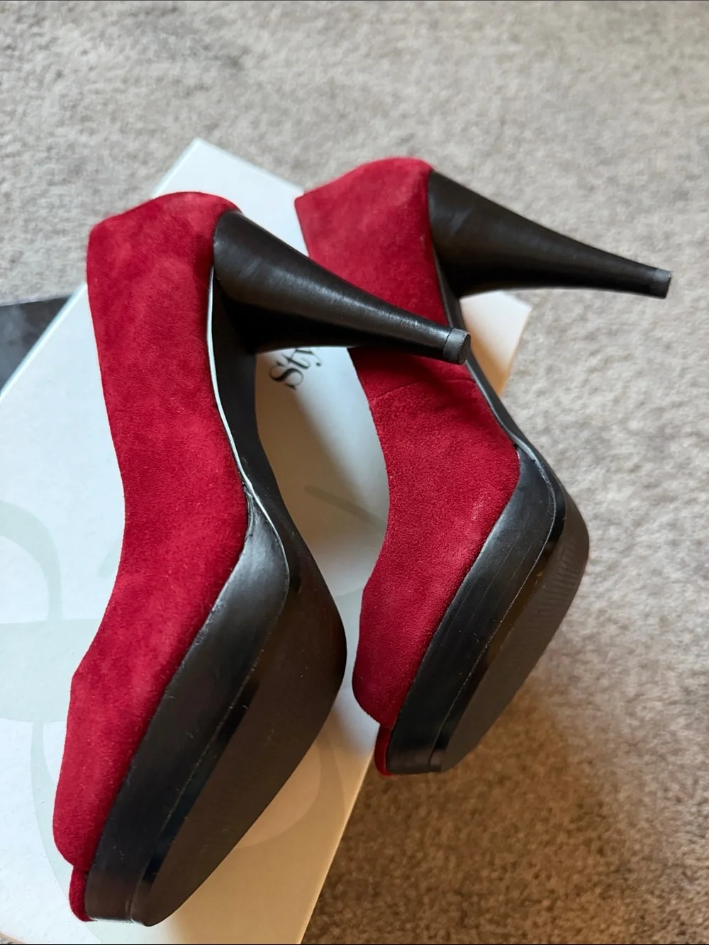 Style & Co. Red Suede Peep-Toe Heels